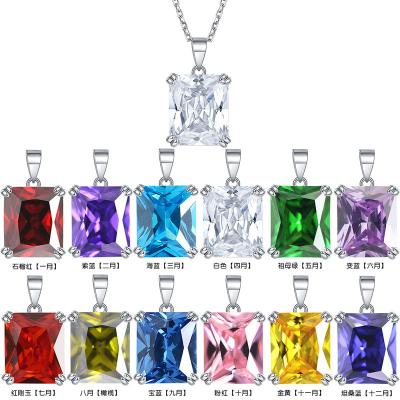 China Cute Custom Wholesale Zircon Gemstone Necklace Women 925 Sterling Silver Birthstone Necklaces for sale