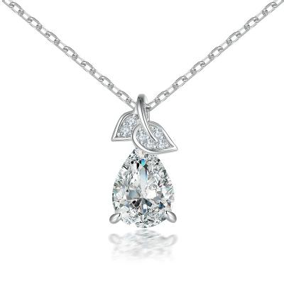 China Trendy S925 Sterling Silver Teardrop Pear Shaped Fashion European and American Women's Premium Necklace for sale