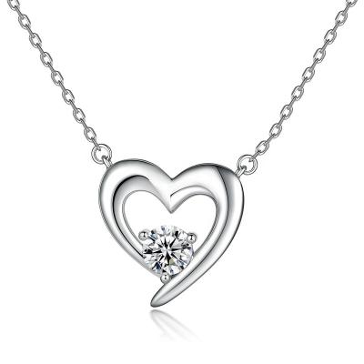 China 925 sterling silver female heart-shaped European necklace 925 sterling silver European and American fashion luxury design female heart shaped love necklace for sale