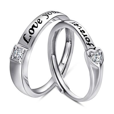 China Romantic Wholesale Hot selling Eternity Wedding Rings Couple 925 Sterling Silver Rings for sale