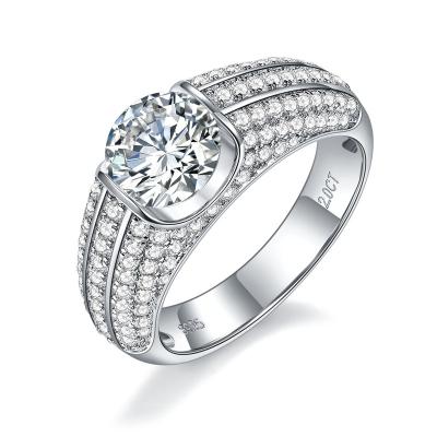 China 1ct moissanite diamond ring High Quality mens 925 sterling silver 1ct moissanite diamond ring for sale