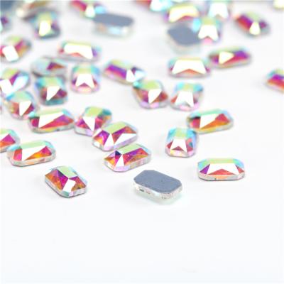 China Nail Art DIY Decoration Low Price Rainbow Form Flat Bottom Rhinestone Glass Full Press On Nails Custom for sale