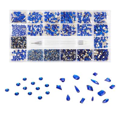 China 3d Nail Art DIY Decoration High Level Multi Shape Mixed Round Flat Bottom Nails Rhinestone Glass Crystal Bundles for sale