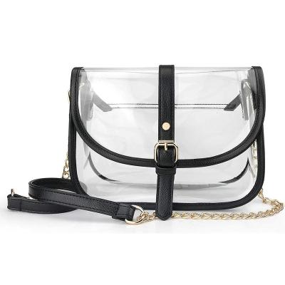 China Easy Carry Crossbody Bags Custom Pvc Women's Shoulder Bags Clear Bag Stadium Approval Waterproof Handbag For Travel Fashion Clear Crossbody Bags for sale