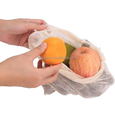 China Custom Eco Friendly Designed Agriculture Cotton Shopping Shopping Bag With Rope Handle Mesh Bags For Fruits And Vegetables for sale