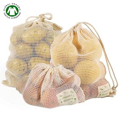 China Mesh Bag For Fruits And Mesh Net Bag Reusable Wholesale Shopping Eco Organic Cotton Zero Waste Organic Reusable Vegetable Bag for sale