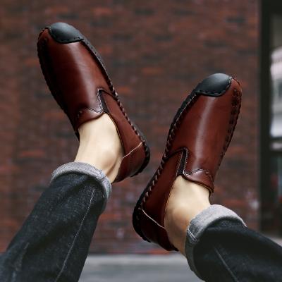 China Flat Casual Men Leather Low Top Slip On Shoe Fashion Plus Size For Men Flat Shoes for sale