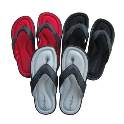 China RW27711 Spanish Leather Flip Flops Memory Foam Beach Slippers for sale