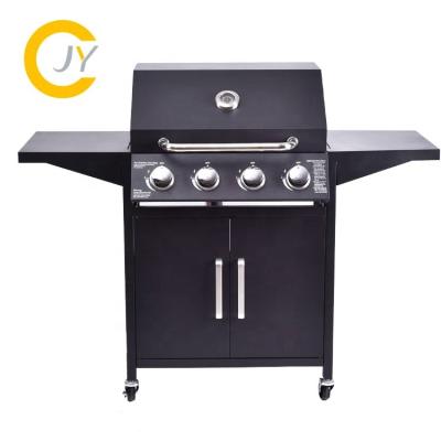 China Easily Assembled CE Certificate Professional 4 Burners Black Paint Outdoor Gas BBQ Grill For Promotion for sale