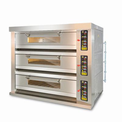 China Flour Mill Commercial Gas Oven For Bakery 3 Deck 9 Trays Gas Deck Oven for sale