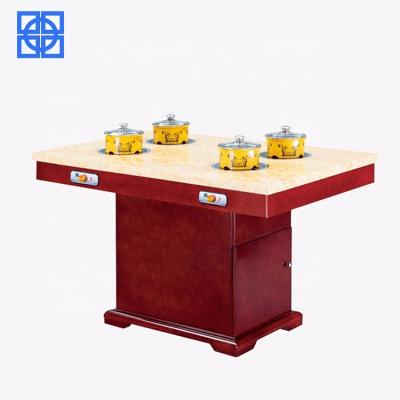 China Shabu-Shabu Waterproof Artificial Marble Electric Mini Restaurant OEM Smokeless Hot Pot Table for sale