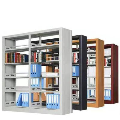 China (Size) School Metal Book Shelves Library Furniture Adjustable Double Side Shelves for sale