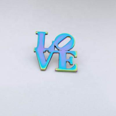 China Custom Love Enamel Hard Soft Lapel Pin Rainbow Color Anodic Oxidation Zinc From Europe No Minimum Factory Metal Badge Manufacturer for sale