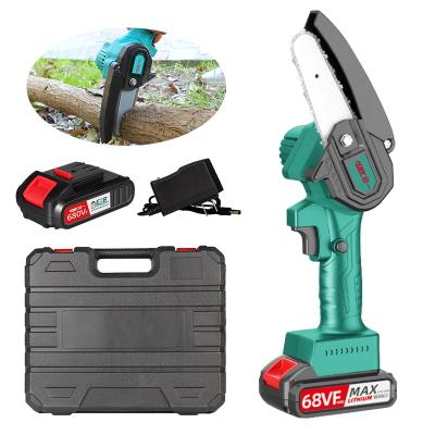 China Household factory outlet 18V 4IN mini electric light cordless garden pruning lithium battery chainsaw logging low price 6IN portable family for sale