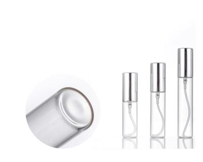 China Perfume Liquid Perfume Spray Mist Spray Bottle 5ml 8ml 10ml 15ml Separate Round Mini Clear Refillable Fine Perfume Tube Bottle With Silver Foil for sale