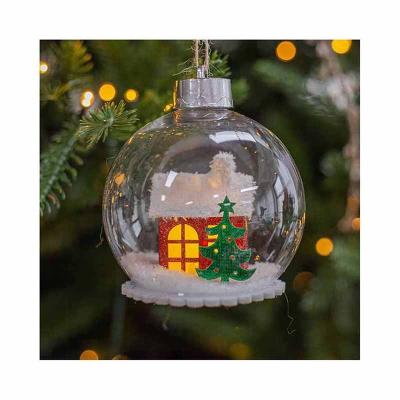 China Transparent Plastic Christmas Decorations Christmas Tree Pendant With LED Lights for sale