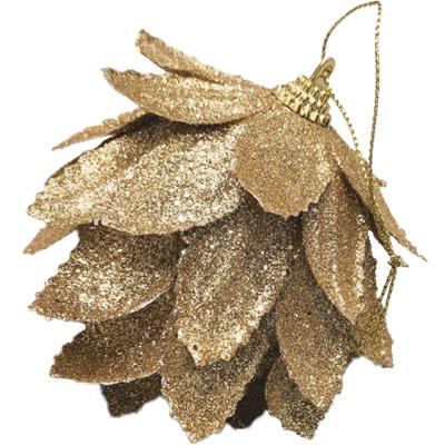 China Handcraft Art Christmas Balls Handmade Leaf Christmas Balls 8cm Fabric Christmas Ornaments Gifts for sale