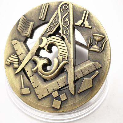 China Europe Factory Price Enamel Insignia Custom Freemason Customization Up-to-Date Bronze Plated Commemorative Coin for sale