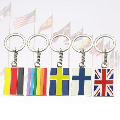 China Custom Metal Europe National Flag Metal Key Chains for sale