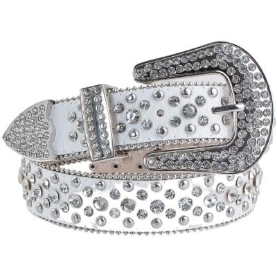 China Western Colorful Rhinestone Crystal Belt For Men Fashion.Casual Hot Sale Women's Bling Bling Cowboy and Cowgirl Diamond Studded Leather Belt for sale