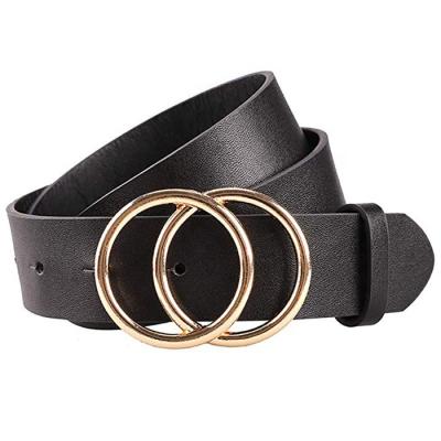 China Gold PU Leather O-ring Fashion Women Leather Trim Belts For Pants Jeans Plus Size Ladies Designer Belts for sale