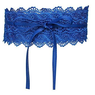 China Women's Lace Bowknot Self Tie Wrap Around Obi Waist Band Cinch Wide Boho Belt for sale