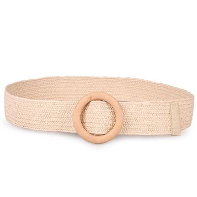 China New Lafite Woven Hemp Explosion Wild Women's Buckle PP Belt Summer Wooden National Women's Wind Belt Rope PP Belt for sale