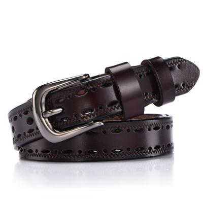 China New Design Women Vintage Luxury Cavity Genuine Leather Belt For Girls Leather Factory for sale