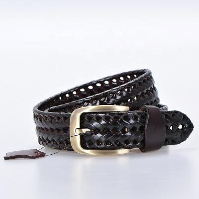 China Luxury Men's Braided Leather Belt for sale