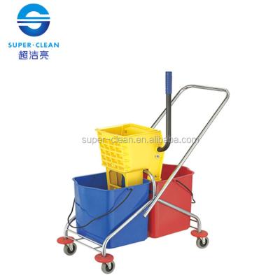 China Sustainable Double Side-Press Mop Wringer Trolley For Hotel for sale