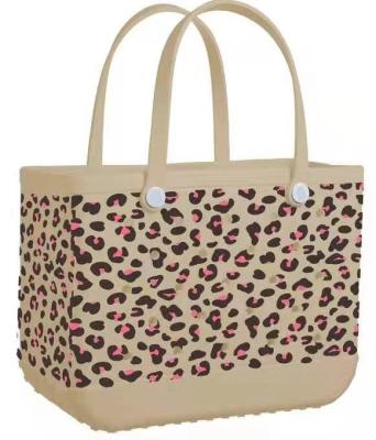 China Wholesale Fashion Simply Leopard Printing Outdoors Baseball Red Beach Bogg Bag Eva Xl Large Totes Silicone Rubber for sale