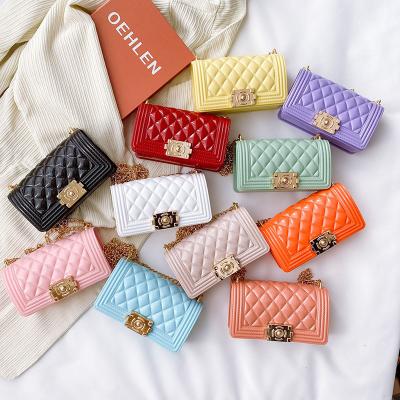 China 2022 Fashion Shape Jelly Studded Bags Pvc Candy Colored Tote Jelly Hand Bags Women for sale