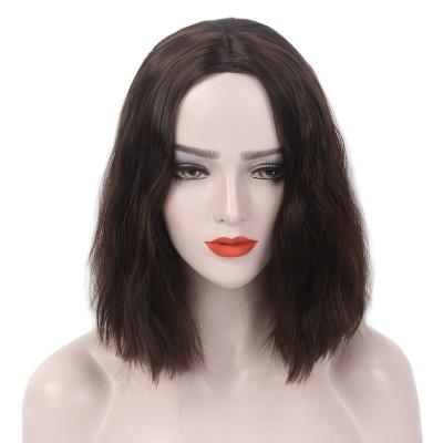 China European and American women's short hair center wig body wave starting hair wave lead black natural wig synthetic wig for sale