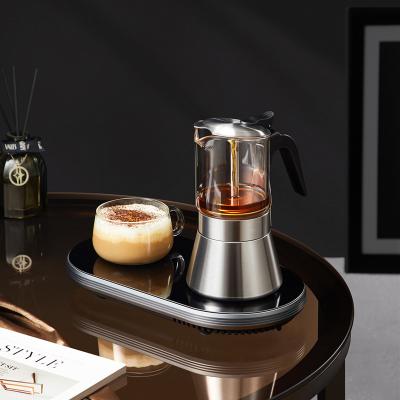 China WITH LID Hot Selling 240ml 6 Cups High Borosilicate Glass Espresso Clear Mocha Pot for sale