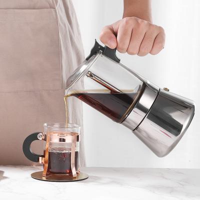 China WITH Espresso Mocha LID Stainless Steel Manual Coffee Maker Above Pot Eco-Friendly Glass Stove for sale