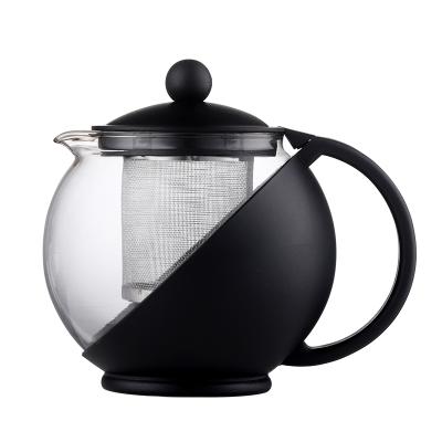 China WITH LID 1250ML Black For PP And High Borosilicate Glass Teapot With Handle And Lid Coffee And Tea Maker for sale