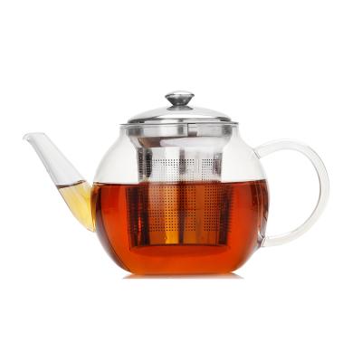 China WITH LID 600mL /1000mL /1500mL Borosilicate Glass Heat Resistant Teapot With Infuser for sale