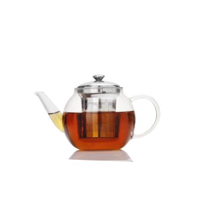 China High Sustainable Transparent Borosilicate Teapot Heat Resistant Glass Teapot With Infuser for sale