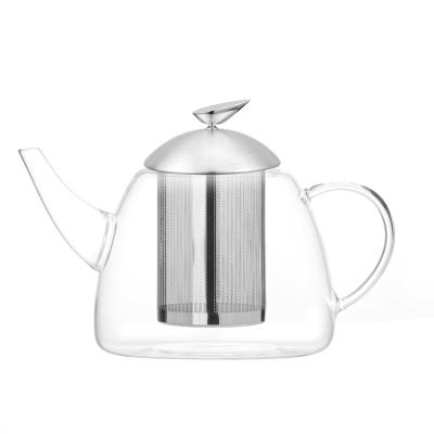 China Viable High Quality Borosilicate Heat Resistant Clear Glass Teapot With Handle Infuser Teapot Set for sale