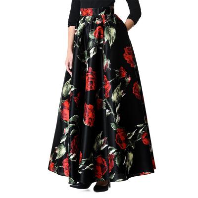 China Breathable WOMEN PIECE PINK SKIRT PRINT DUPIONI MAXI SKIRT for sale