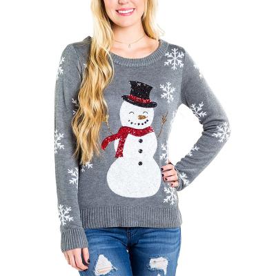 China 2020 Custom New Coming Women's Oversized Snow Pullover Sweater Christmas Sequined Ugly Sweater Anti-Wrinkle Day for sale