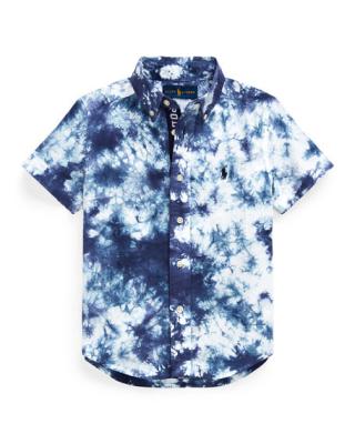 China OEM Factory Boy's Breathable Tie Dyed Poplin Button Down Shirt for sale