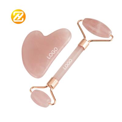 China Double rollers wholesale custom logo rose quartz jade roller gua sha sponge jade konjac roller in box for sale