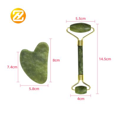 China Double Rollers Wholesale Custom Facial Roller Skin Roller Massage Green Jade Roller Massager for sale