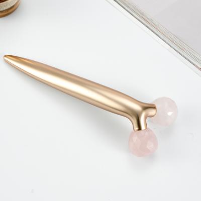 China Brand Comfortable Custom Logo Rose Quartz Jade Facial Roller Anti Aging 3d Lift Roller for sale