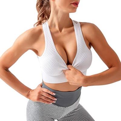 China Anti-odor Women Sports Bra Mesh Breathable Seamless Yoga Bra Running Fitness Underwear for sale