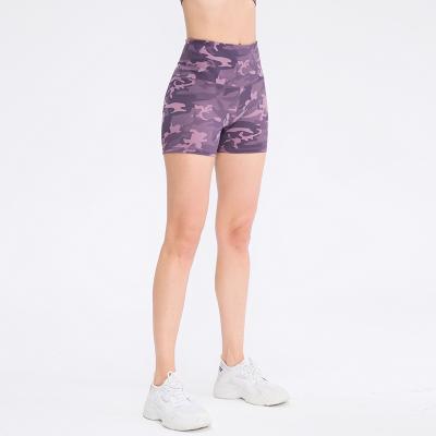 China Plus Size Women Tummy Control Sports Fitness Activewear Elastic Camouflage Printed Fitness Yoga Nude Shorts for sale