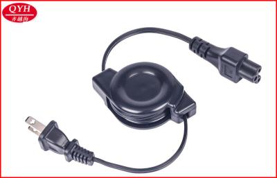 China Mickey Mouse Plug Retractable Charging Cable With USA Type Plug , Black for sale