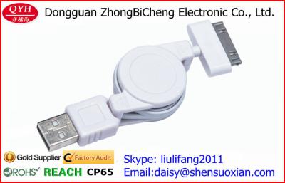 China USB 2.0 to 30 pin iphone 4s Retractable Phone Cord Data Transmission for sale