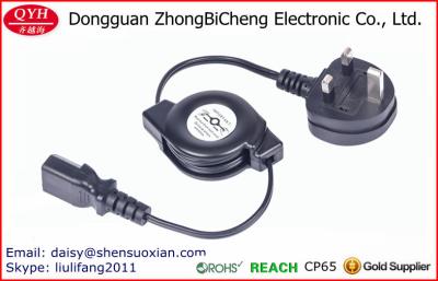 China Portable 3 Prong 1.2M Retactable UK Power Cord for sale